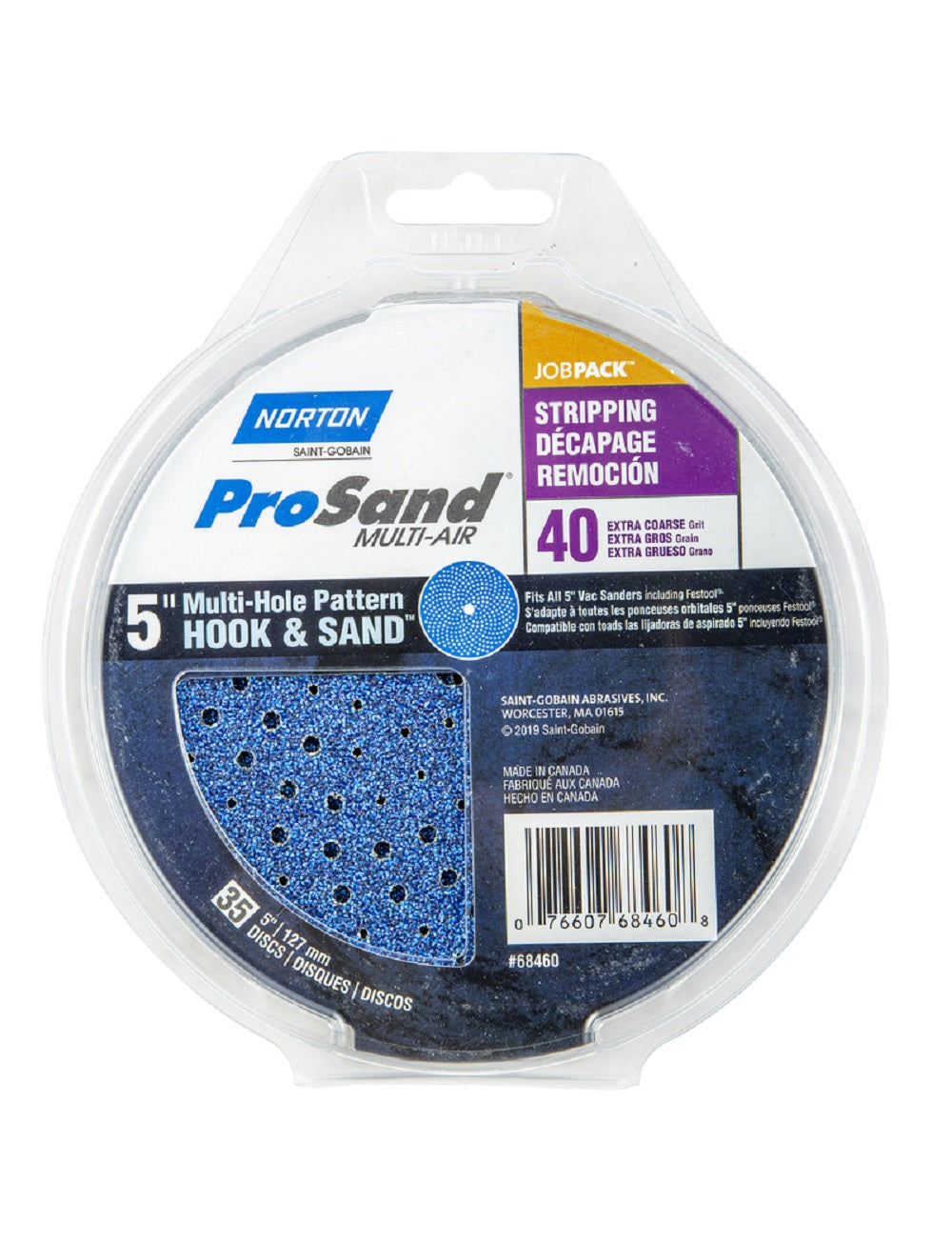Norton 07660768460 ProSand Sanding Disc, 5 inch, 40 Grit