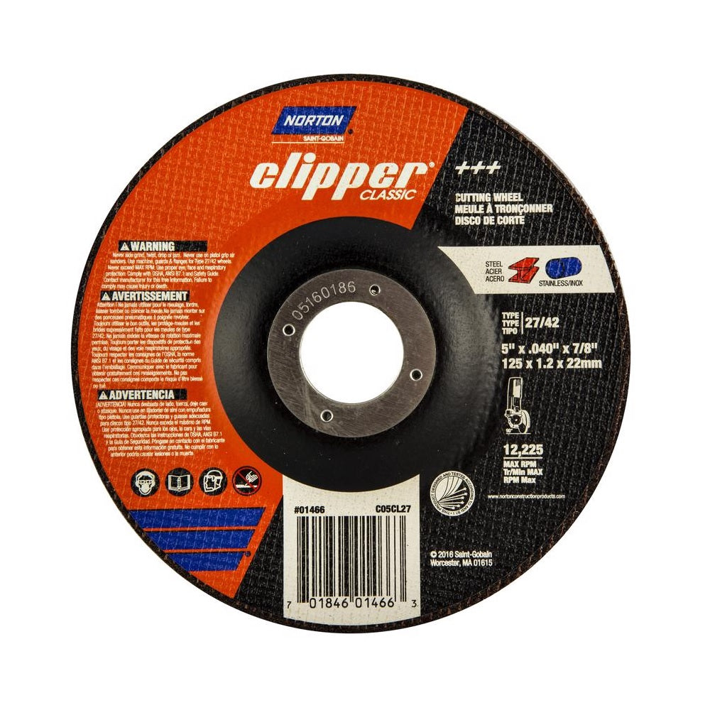 Norton 70184601466 Clipper Classic Cut-Off Wheel, Aluminum Oxide
