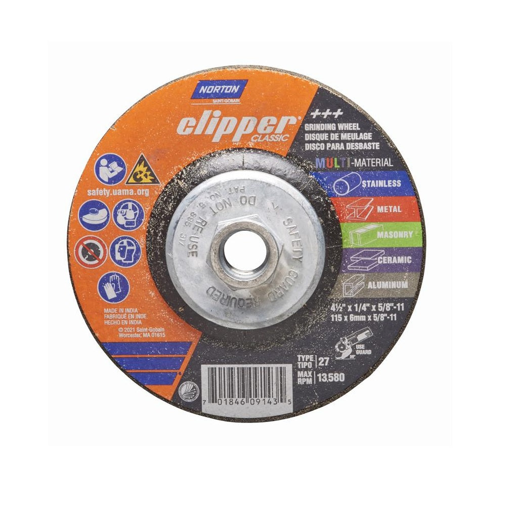 Norton 70184609143 Clipper Classic Grinding Wheel, 4-1/2 Inch