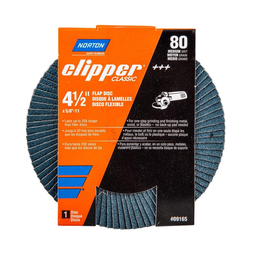 Norton 70184609165 Clipper Flap Disc, 4-1/2 Inch