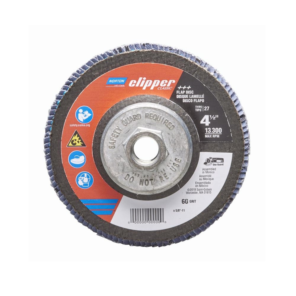 Norton 70184609164 Clipper Flap Disc, 4-1/2 Inch, 60 Grit