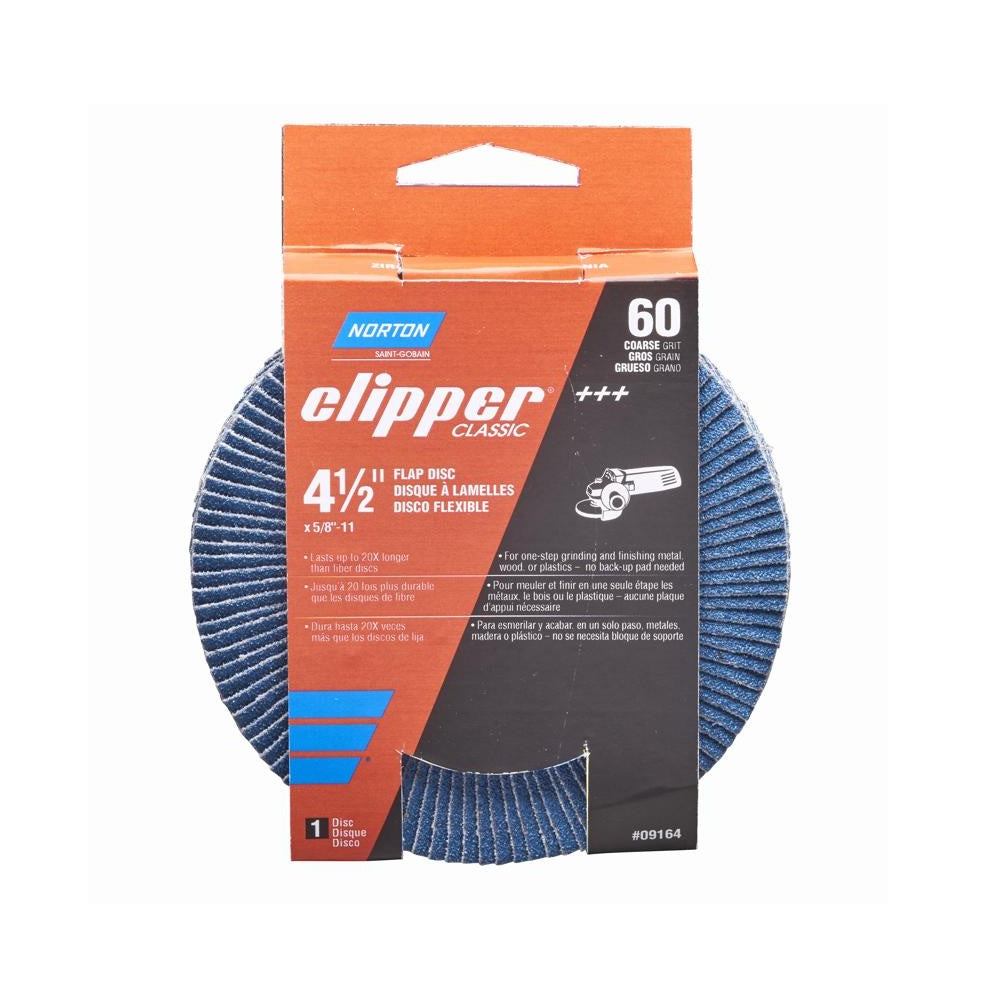 Norton 70184609164 Clipper Flap Disc, 4-1/2 Inch, 60 Grit