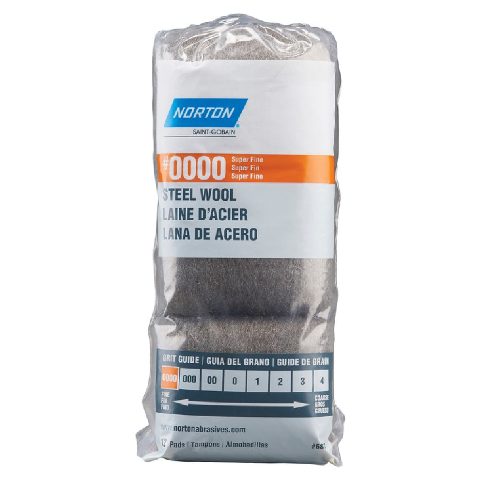 Norton 07660768112 0000 Grade Super Fine Steel Wool Pad