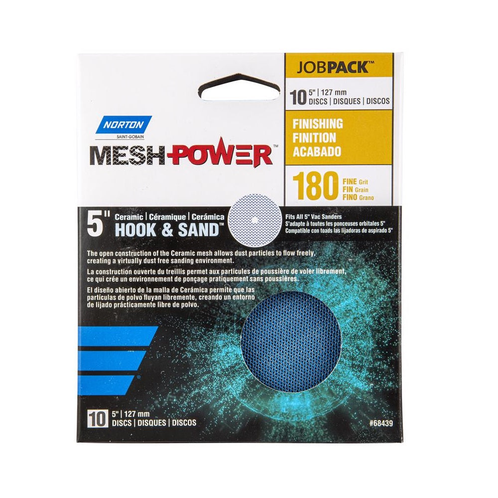 Norton 07660768439 MeshPower Hook and Loop Mesh Sanding Disc, 180 Grit