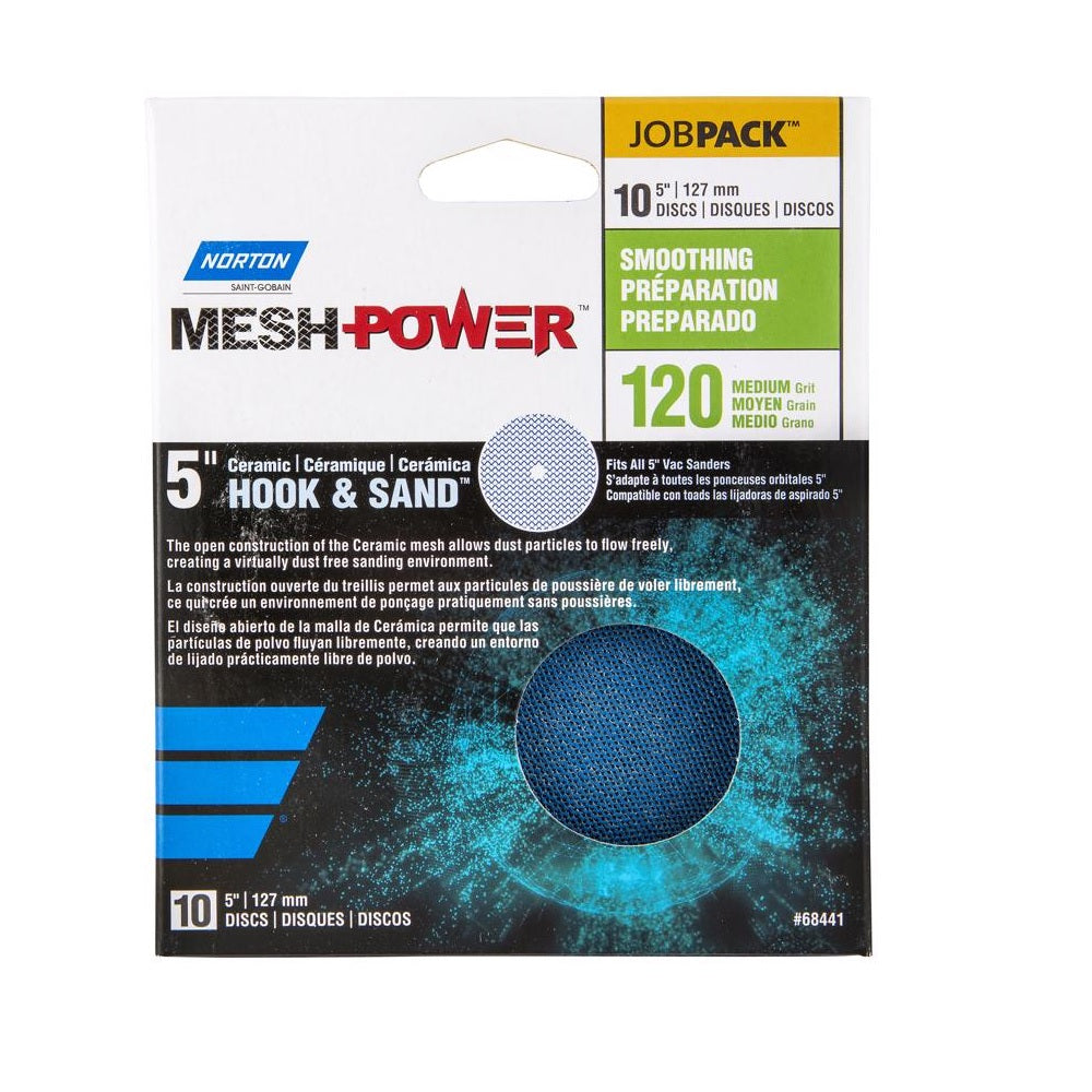 Norton 07660768441 MeshPower Hook and Loop Mesh Sanding Disc, 120 Grit