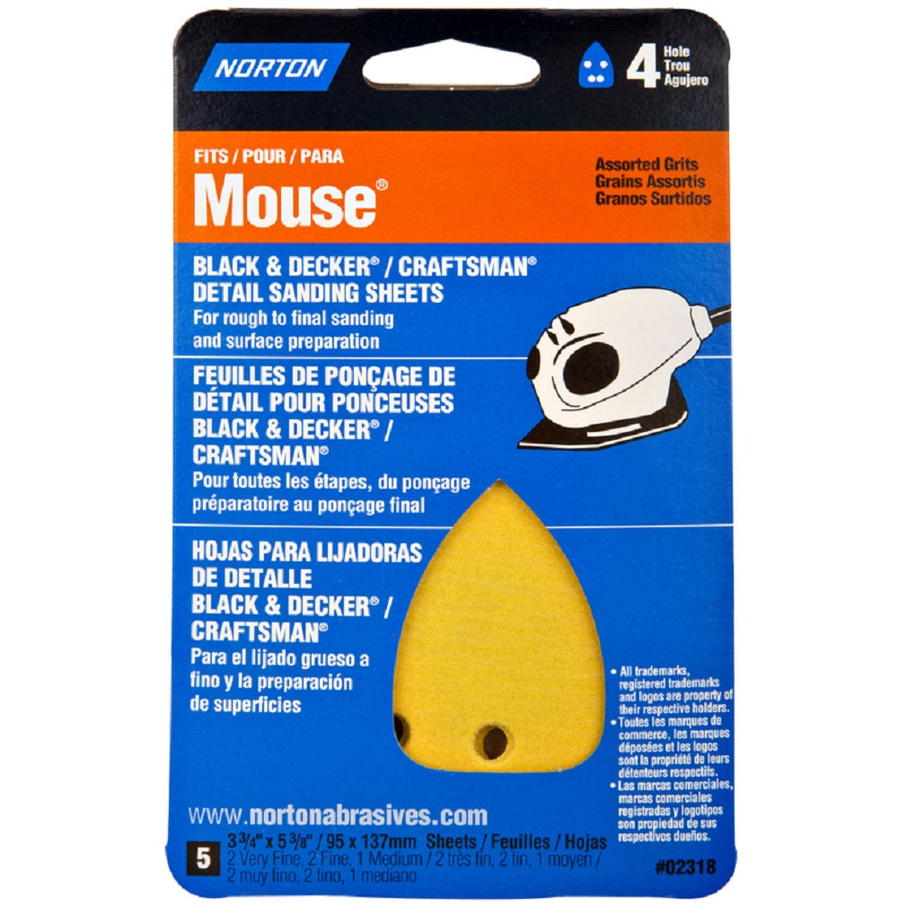 Norton 07660702318 MultiSand Mouse Sandpaper, Aluminum Oxide