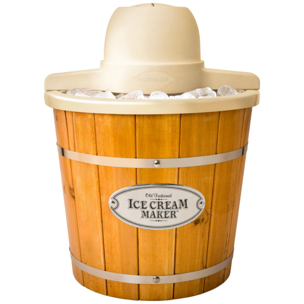 Nostalgia WICML4L Wood Bucket Ice Cream Maker, 4 Quart