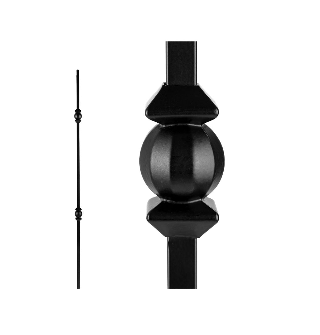 Nuvo Iron SQI2BS Double Ball and Sphere Stair Baluster, Steel, Black