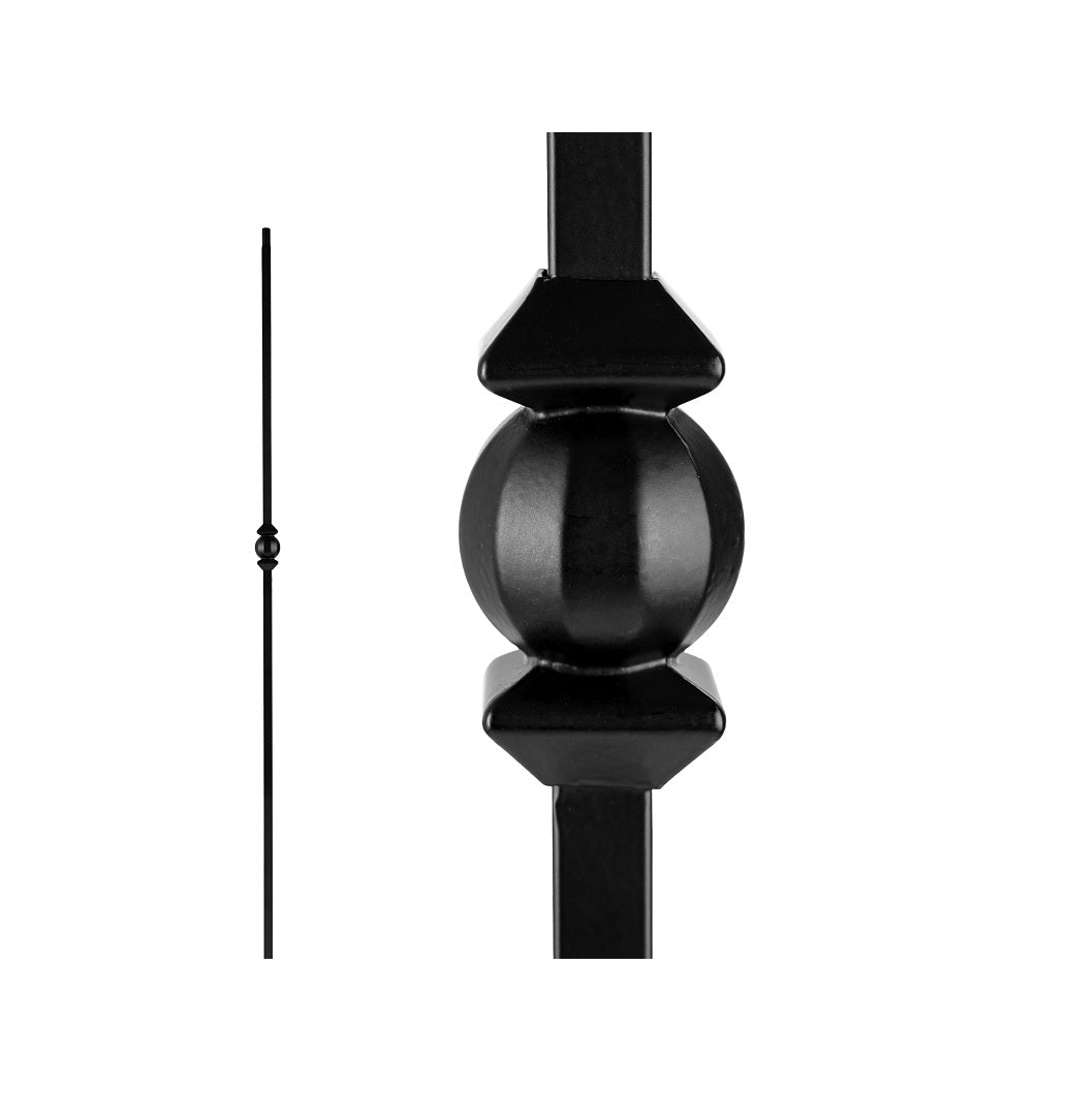 Nuvo Iron SQI1BS Single Ball and Sphere Stair Baluster, Steel, Black