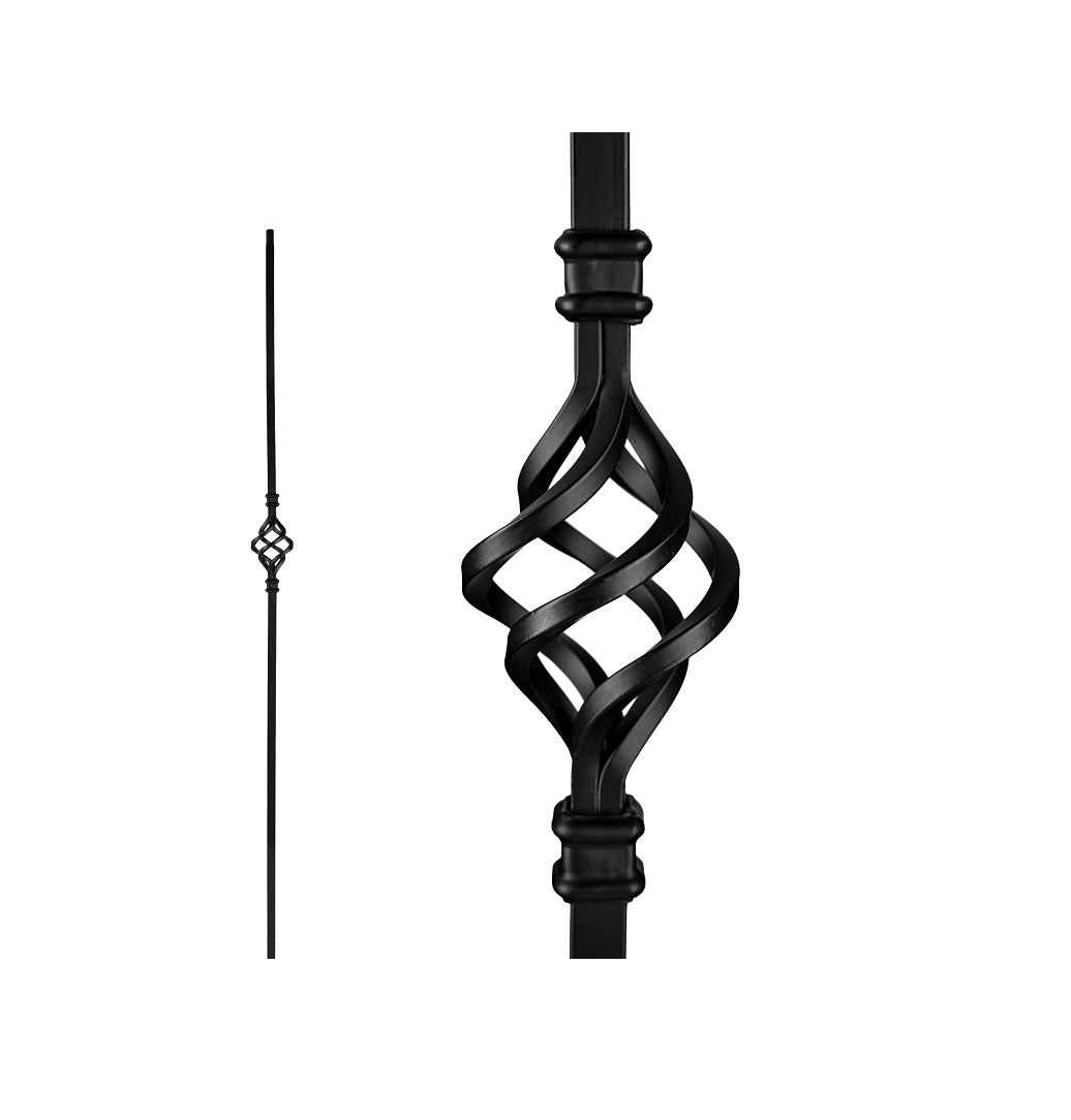 Nuvo Iron SQI1B Single Basket Stair Baluster, Steel, Black