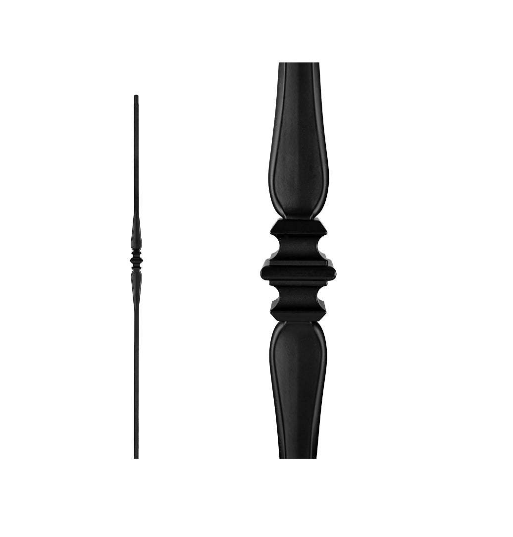 Nuvo Iron SQI1CS Single Collar and Spoon Stair Baluster, Steel, Black