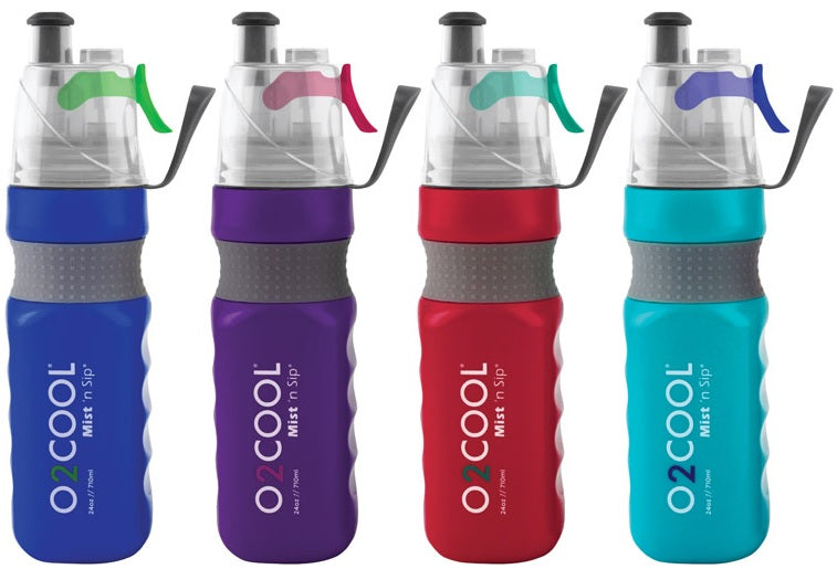 O2Cool HMCW24D Mist 'N Sip Water Bottle, Assorted