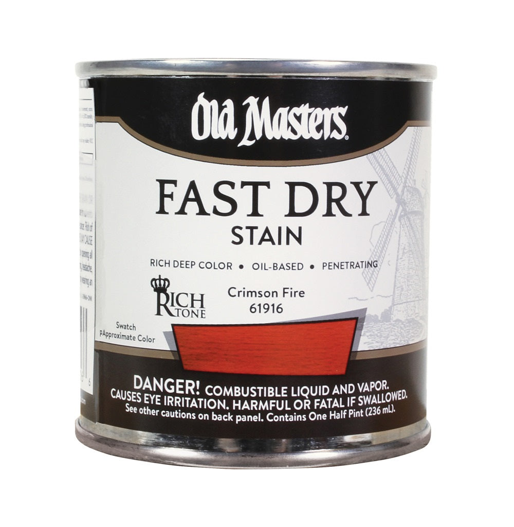 Old Masters 61916 Oil Based Fast Dry Stain, Crimson Fire, 1/2 Pint
