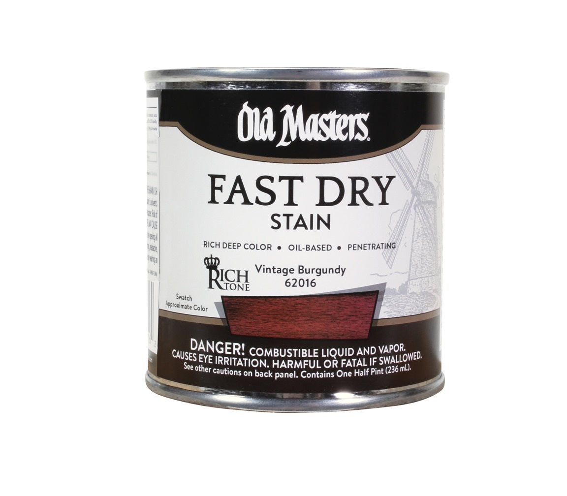 Old Masters 62016 Oil Based Fast Dry Stain, Vintage Burgundy, 1/2 Pint