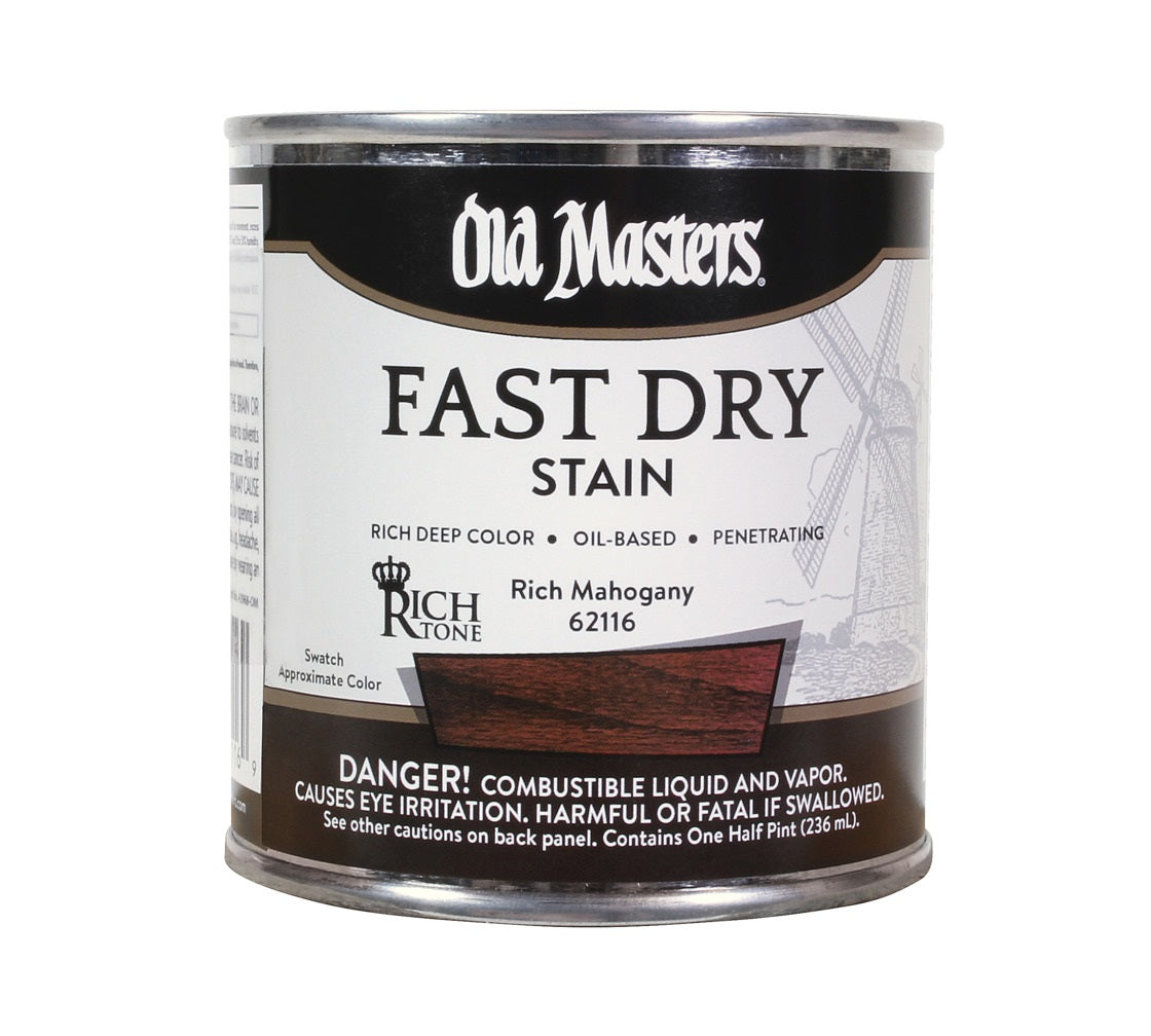 Old Masters 62116 Oil Based Fast Dry Stain, Rich Mahogany, 1/2 Pint