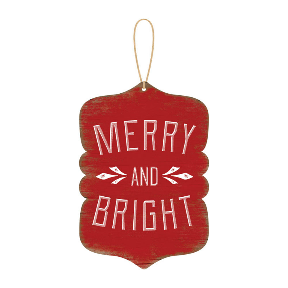Open Road Brands 90179995 Merry And Bright Christmas Wall Decor, Red/White