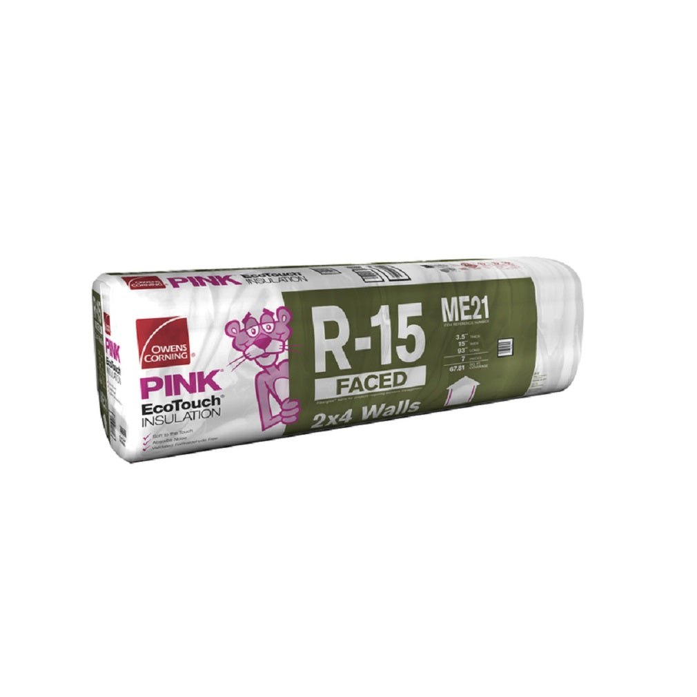 Owens Coming ME21 EcoTouch Fiberglass Insulation, Pink, R-15