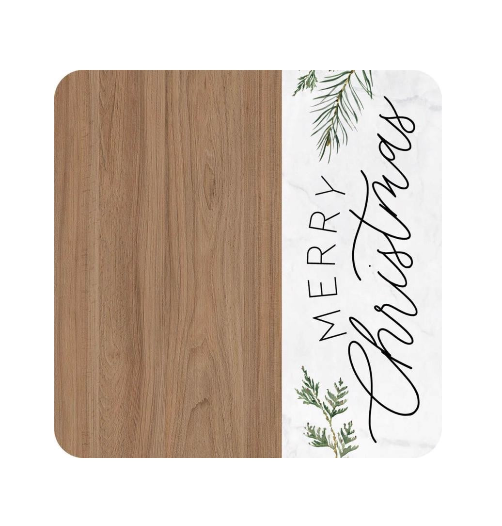 P Graham Dunn ACE -Q00030I7 Merry Christmas Coaster, Acacia Wood/Faux Marble