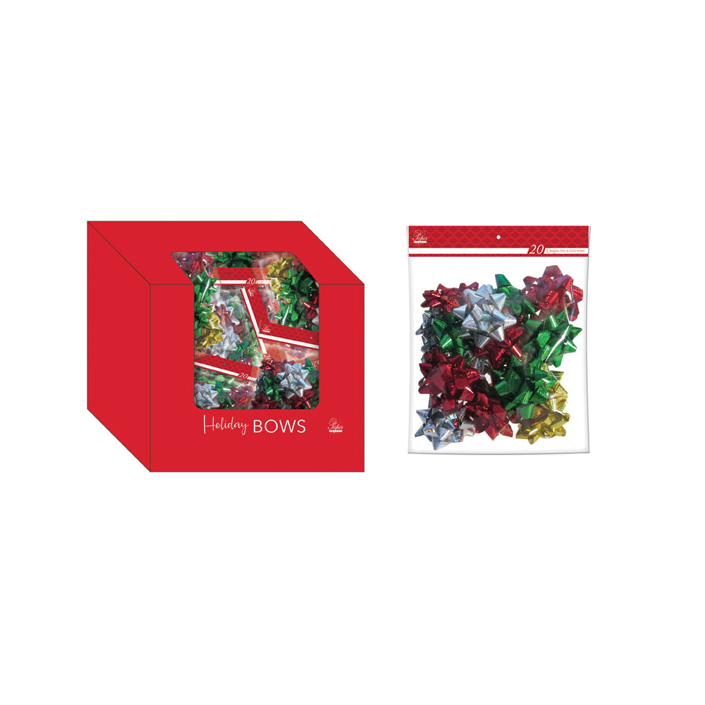 Paper Images BOWMP20CD-1 Traditional Holiday Bows, Assorted Colors