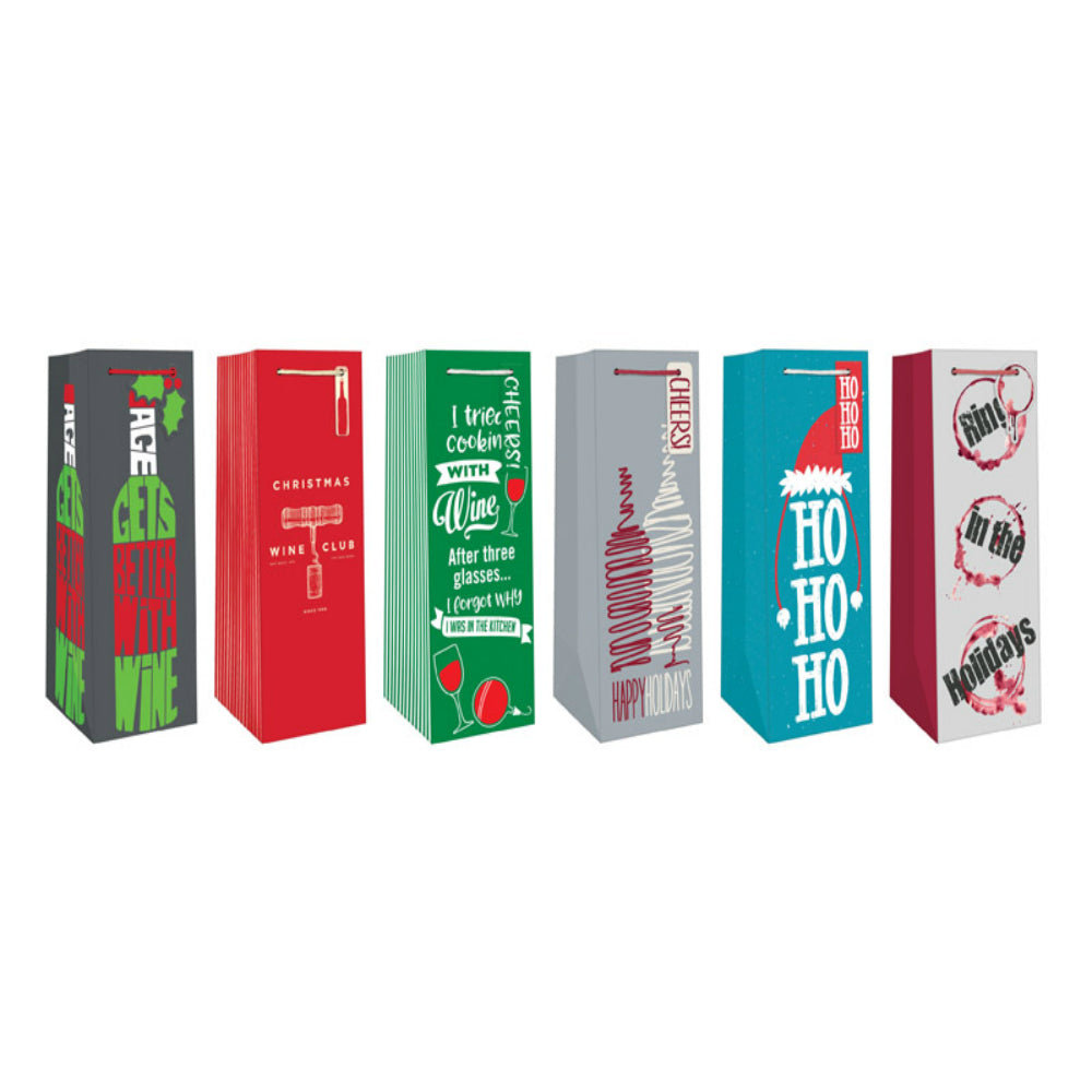 Paper Images CBGBACS-10 Bottle Holiday Gift Bag, Assorted Colors