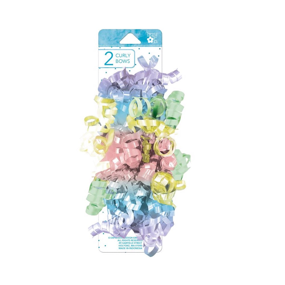 Paper Images EDBOW2CB-01 Christmas Pastel Curly Bows, Multi-Color