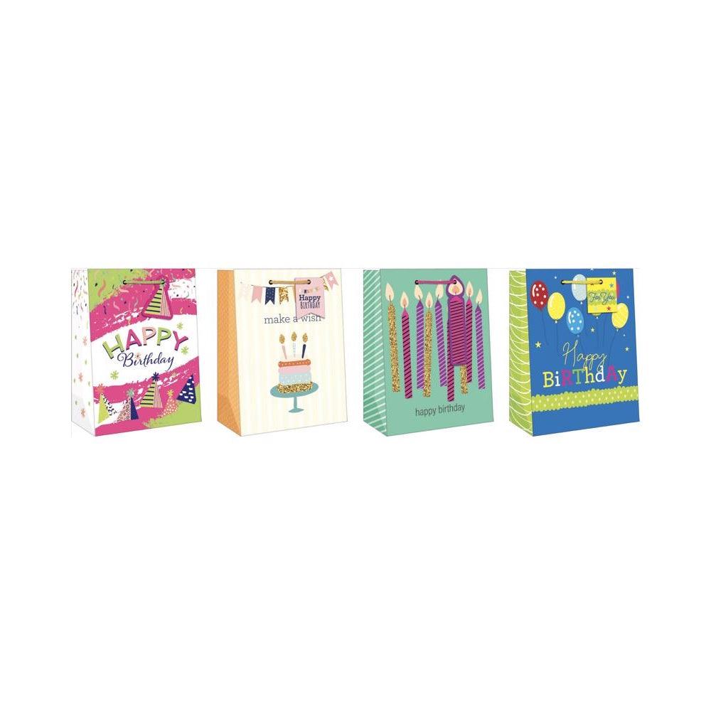 Paper Images EGBT2A-3 General Birthday Medium Christmas Gift Bag, Assorted Color