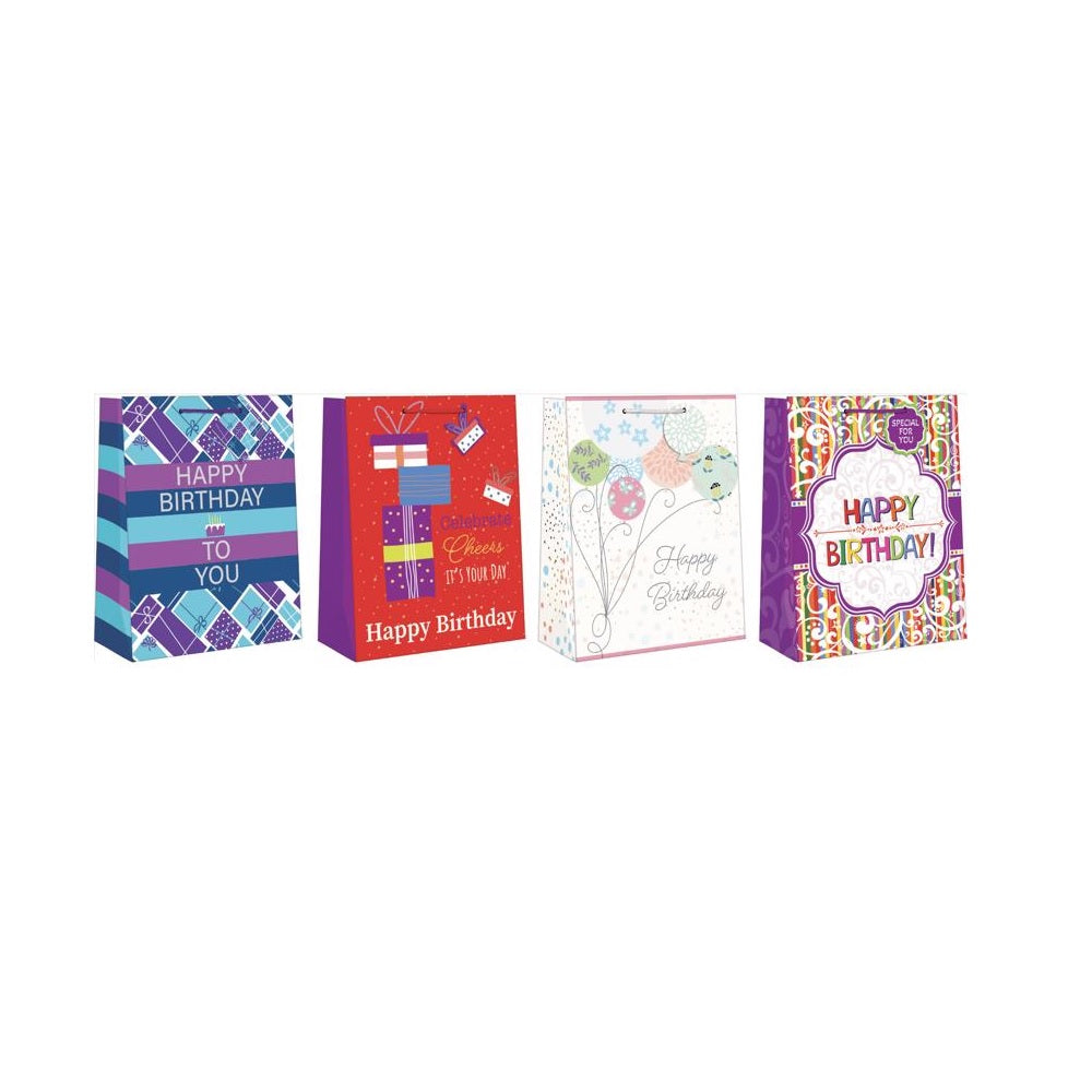 Paper Images EGBT3A-3 Large Adult Birthday Christmas Gift Bag, Assorted Color