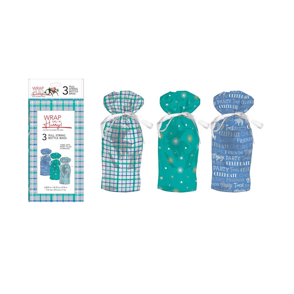 Paper Images E3MBDGB-01 Drawstring Christmas Gift Bag, Assorted Color