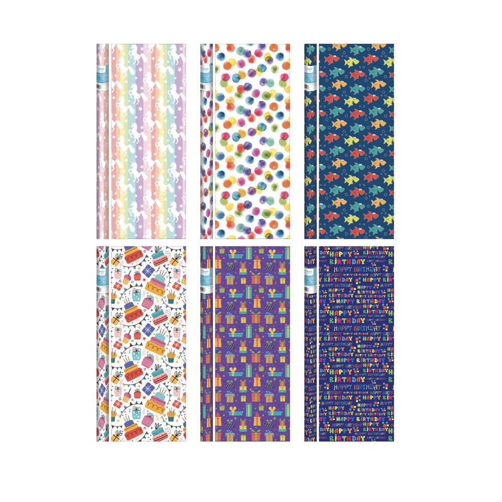 Paper Images EW2030A1 Birthday Christmas Gift Wrap, Assorted Color ...