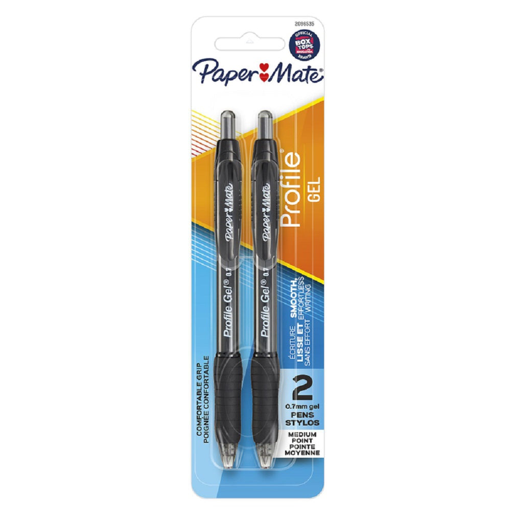 Paper Mate 2096535 Profile Gel Retractable Gel Pen, Black, 2 Pack