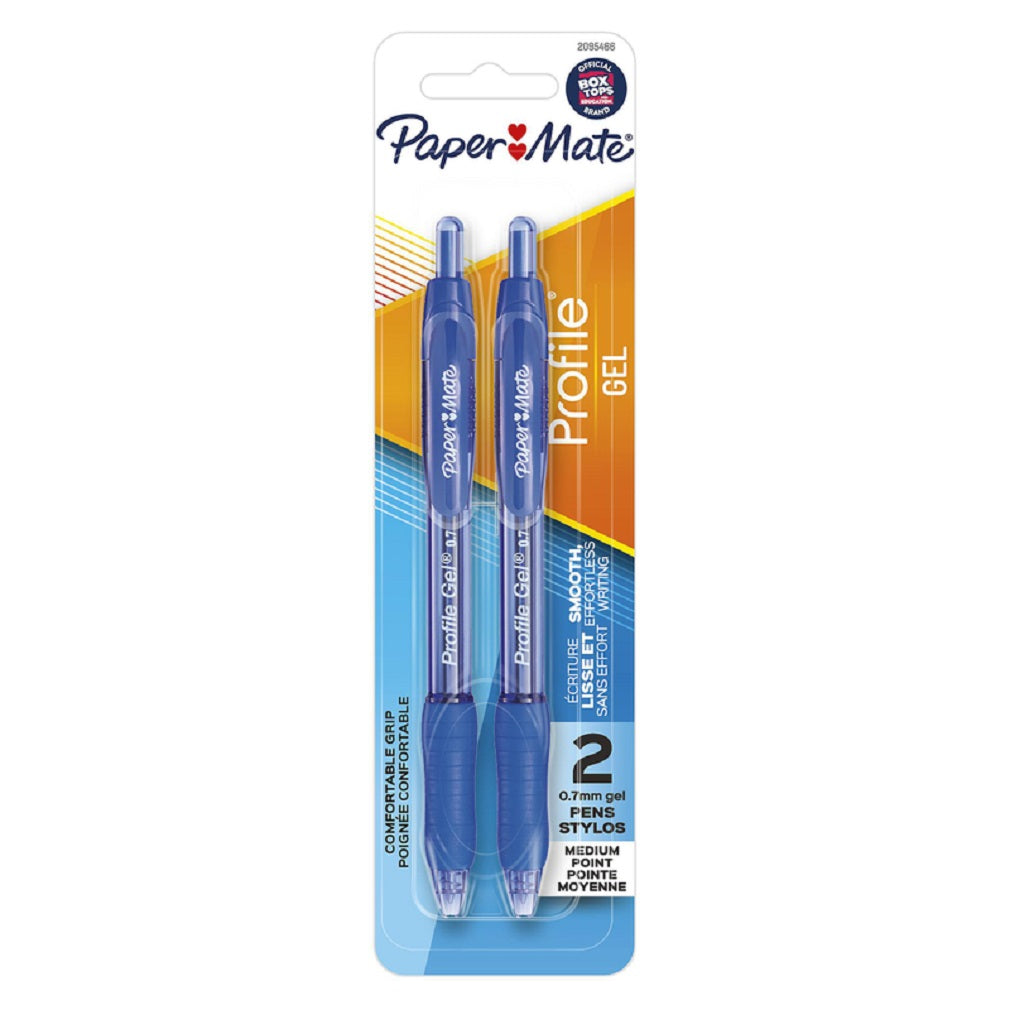 Paper Mate 2095466 Profile Gel Retractable Gel Pen, Blue, 2 Pack