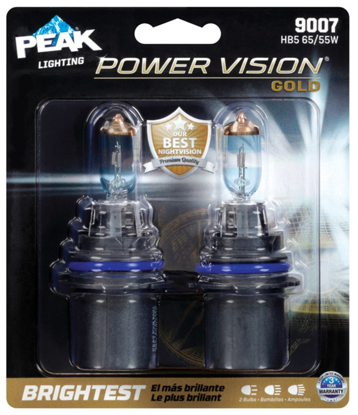 Peak 9007PVG-2BPP Power Vision Automotive Bulbs, 65 Watts