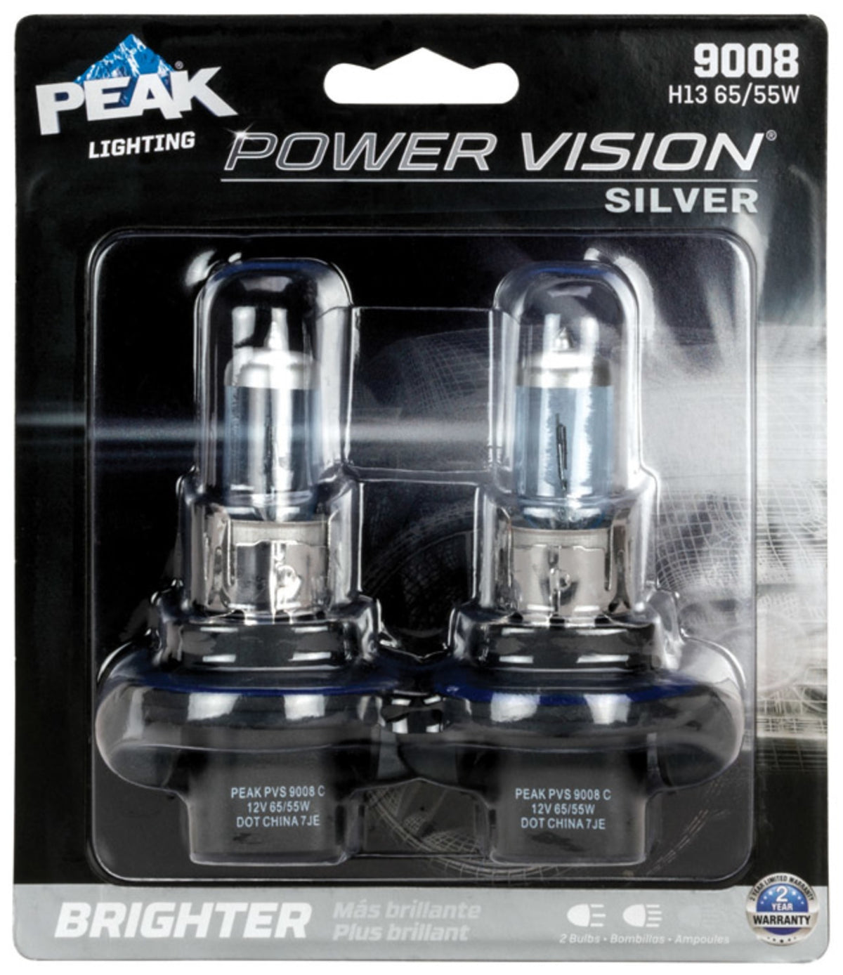 Peak 9008PVS-2BPP Power Vision Halogen Automotive Bulbs, 12.8 Volt