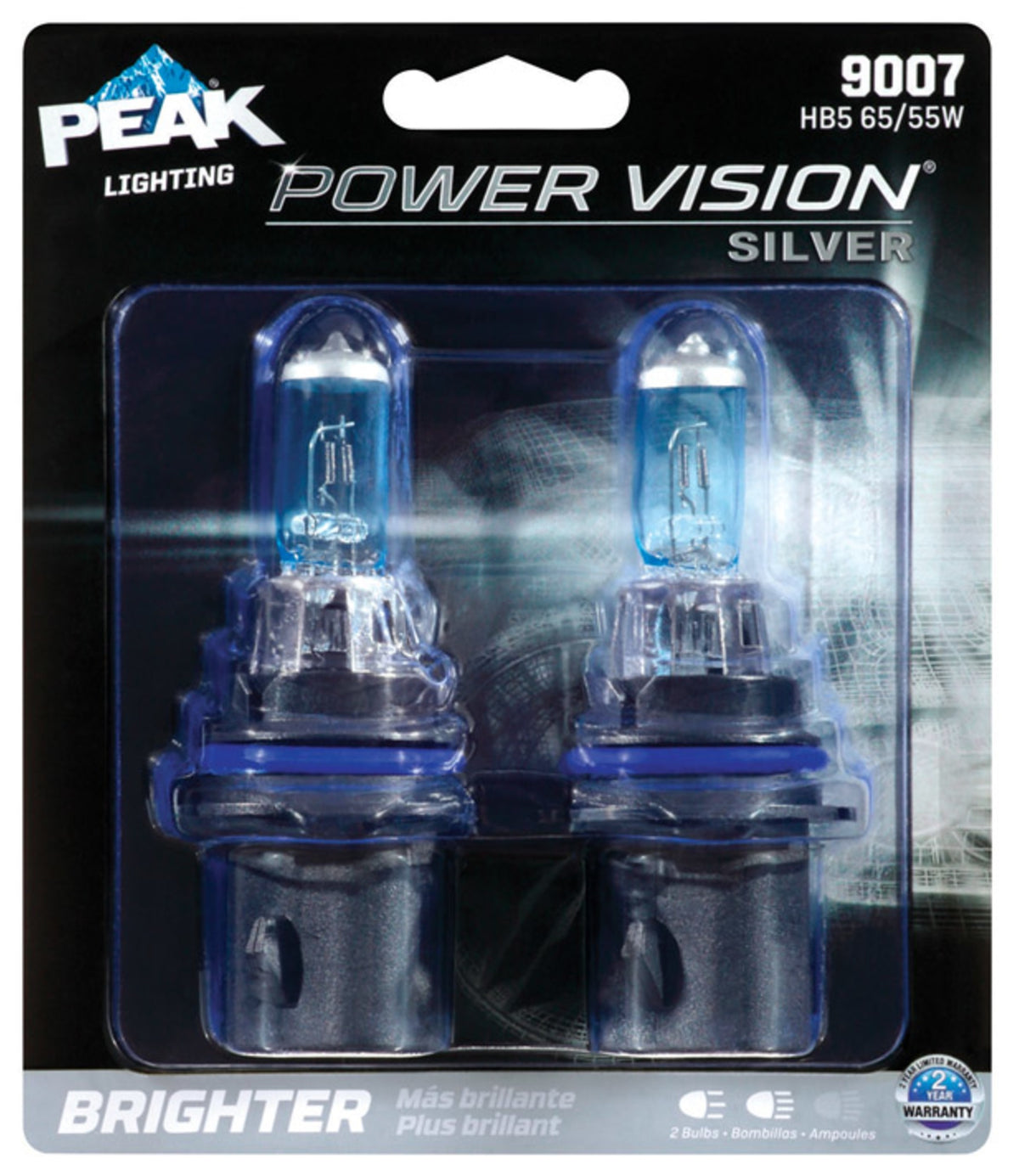 Peak 9007PVS-2BPP Power Vision Halogen Automotive Bulbs, 12.8 Volt