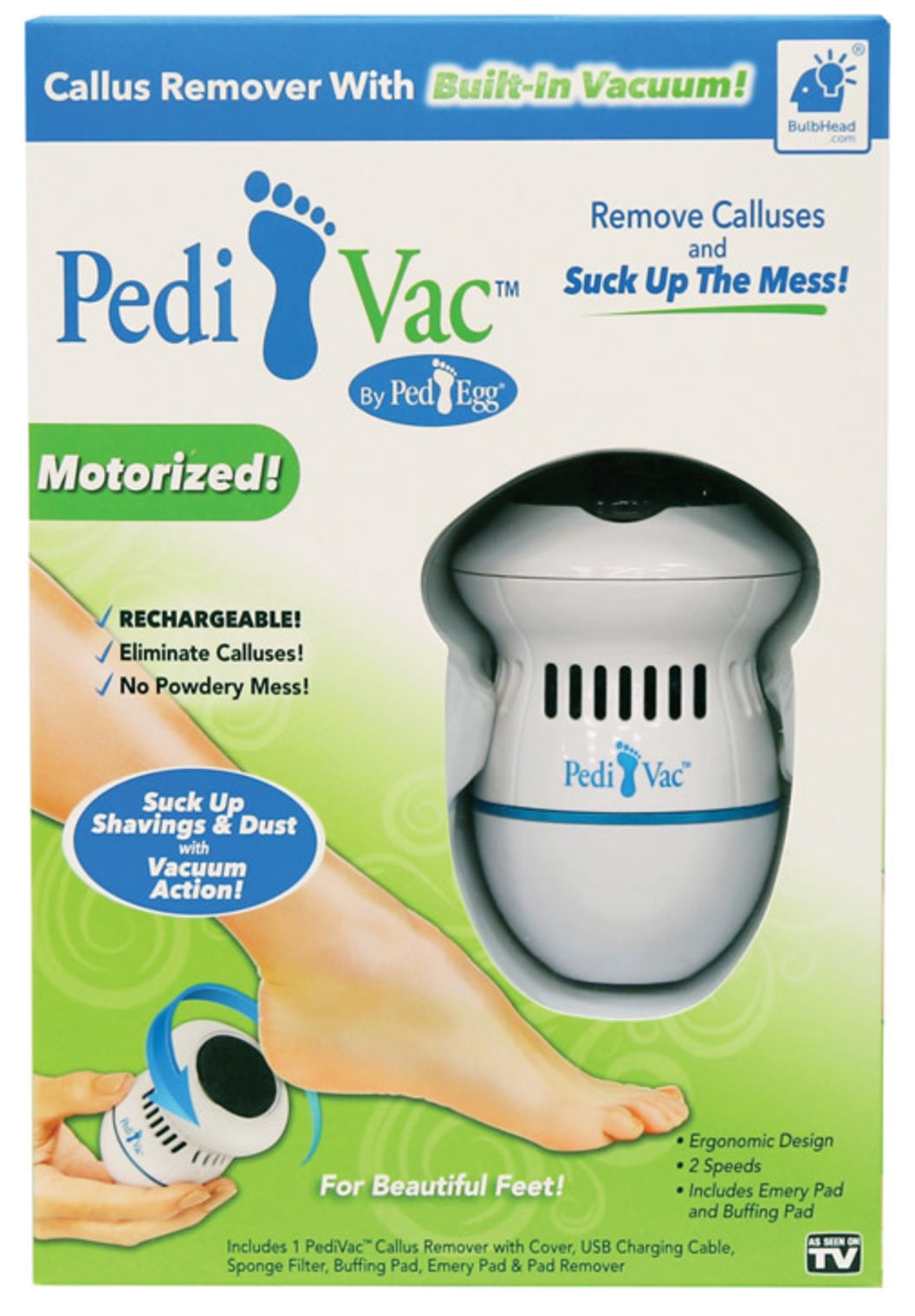 Pedi Vac 13431-6 As Seen On TV Foot File, White