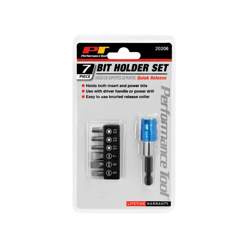 Performance Tool 20206 Quick Release Bit and Holder Set, 7 Piece