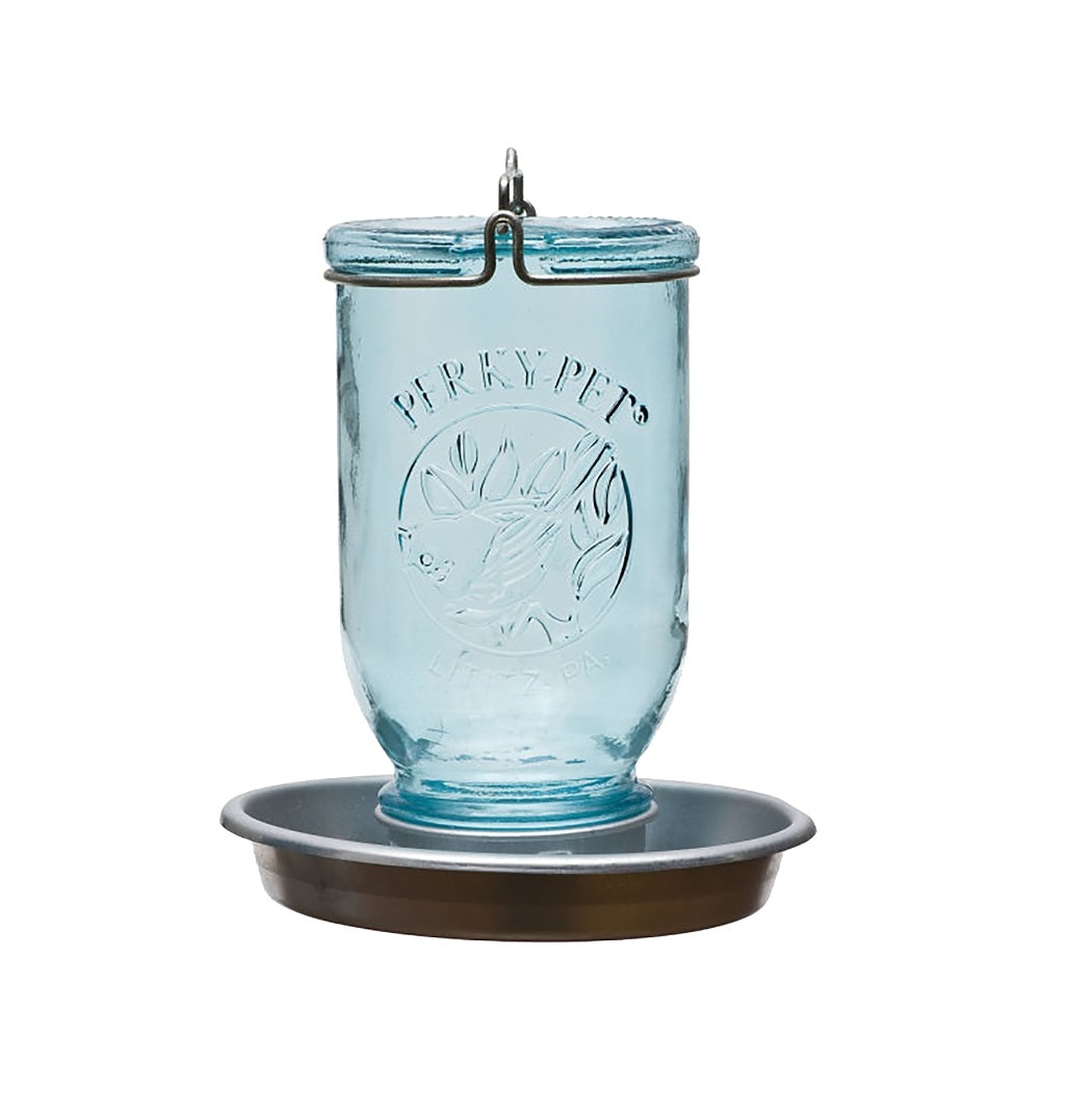 Perky-Pet 783 Mason Jar Wild Bird Waterer, Antique Blue, 32 Oz