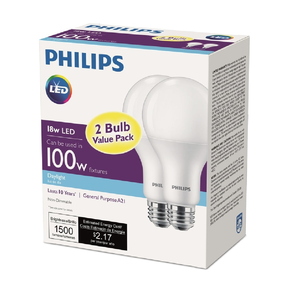 Philips 531764 A21 E26 A-Line LED Bulb, Frosted, 18 Watts