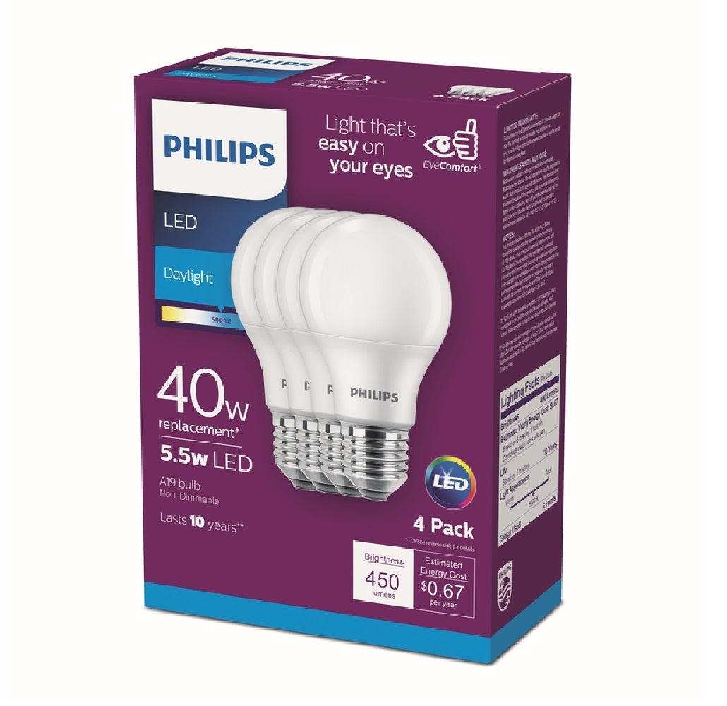 Philips 461160 A19 E26 LED Bulb, Daylight, 5.5 Watts