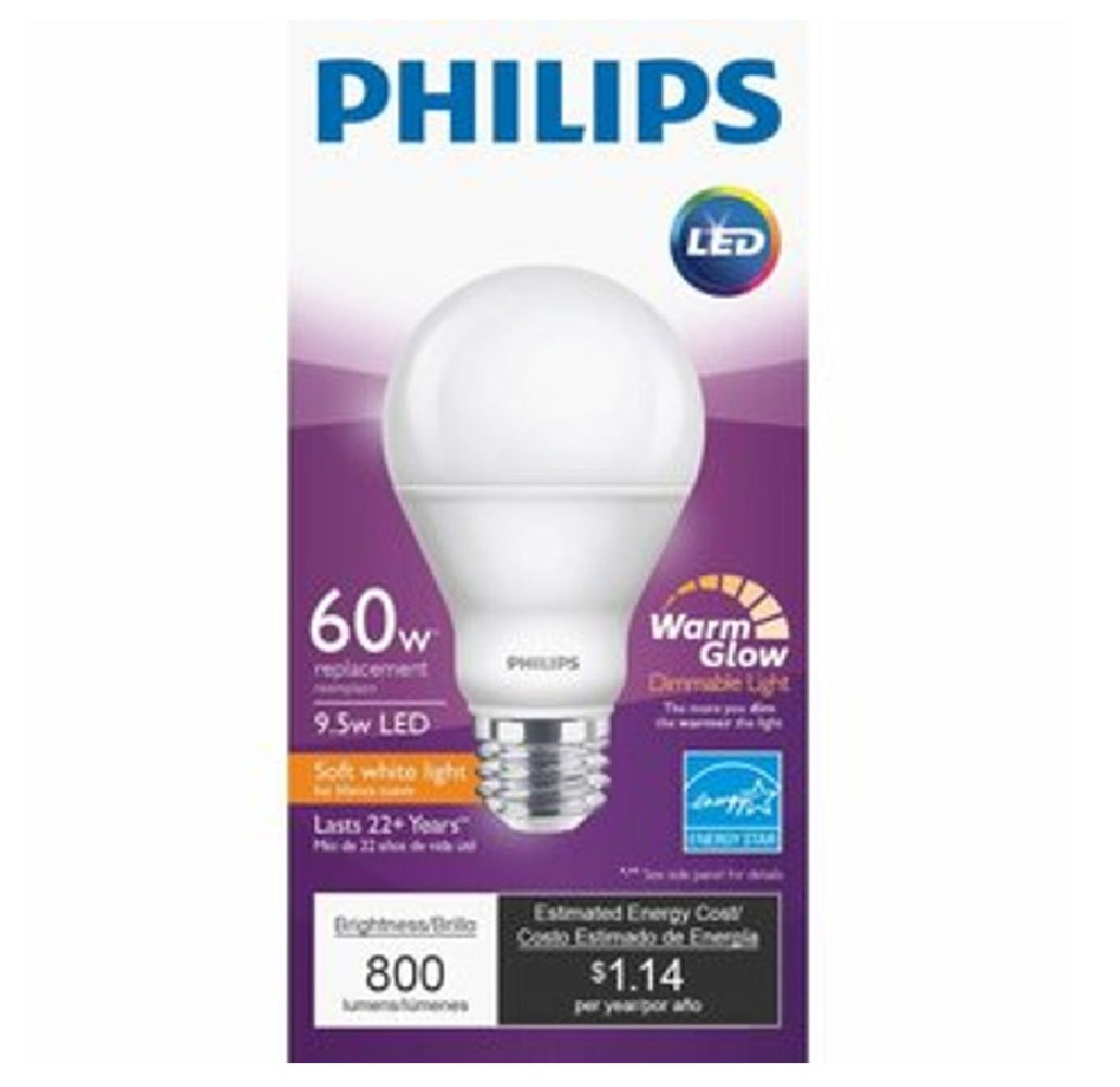Philips 479444 A-Line A19 LED Bulb, Frosted, Soft White, 9.5 Watts