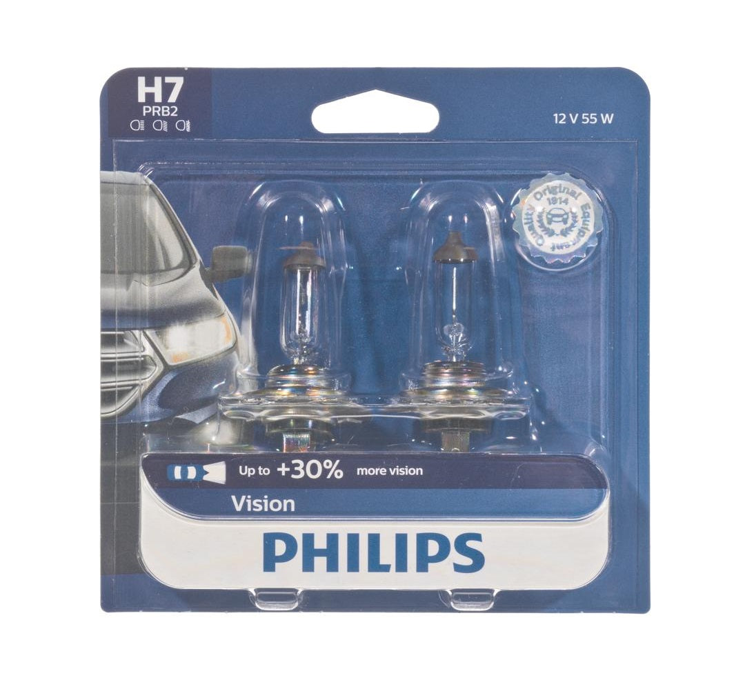 Philips H7PRB2 Vision Halogen High/Low Beam Automotive Bulb, White