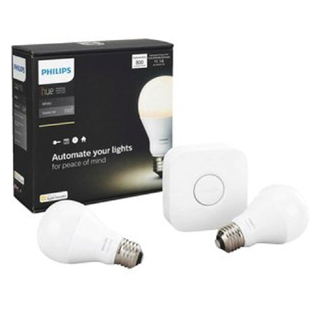 Philips 530337 Hue A-Line A19 LED Smart Bulb Starter Kit, 9.5 Watts