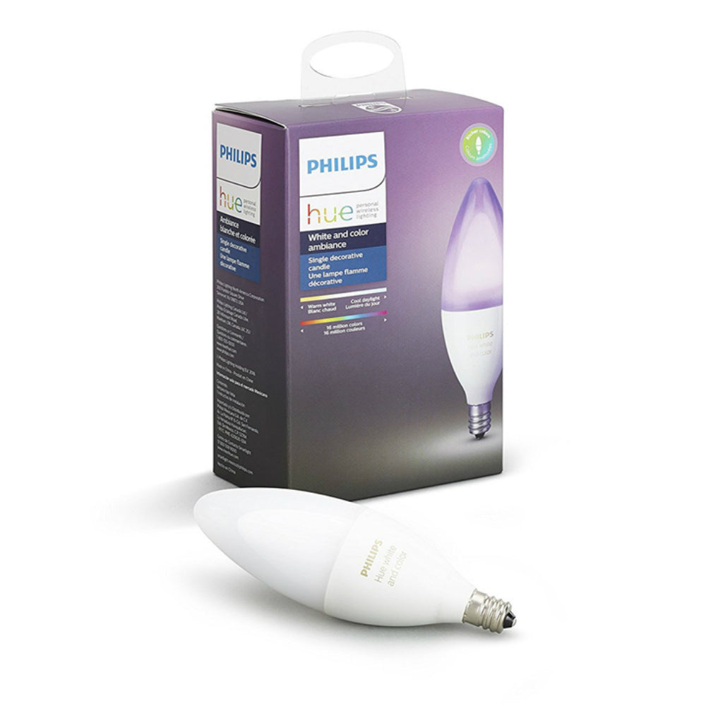Philips 468900 Hue Decorative Candle Dimmable Smart Wireless Light Bulb, 450 lumens
