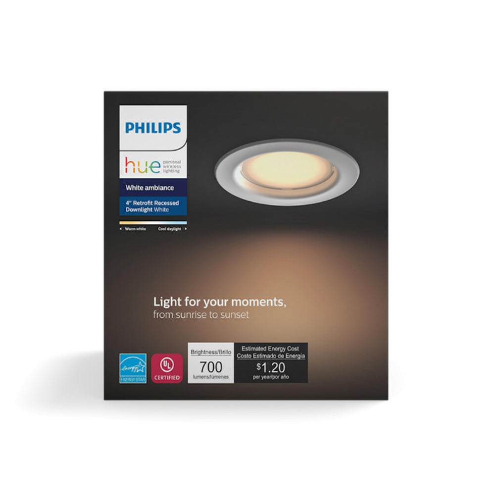 Philips 801480 Hue Dimmable Integrated Smart LED Recessed Kit, White