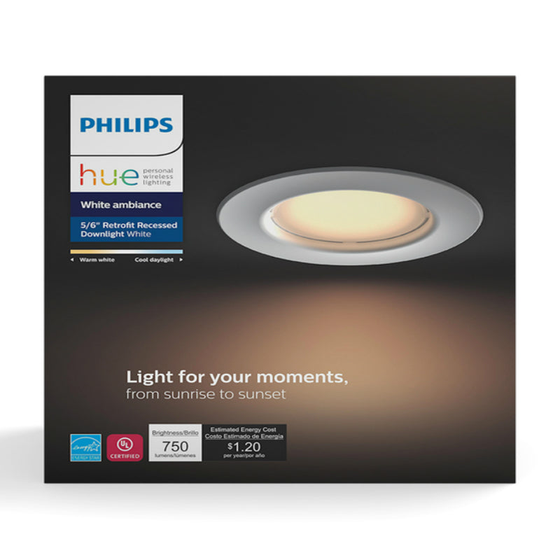 Philips 801506 Hue  LED Dimmable Smart Wireless Recessed Downlight, White