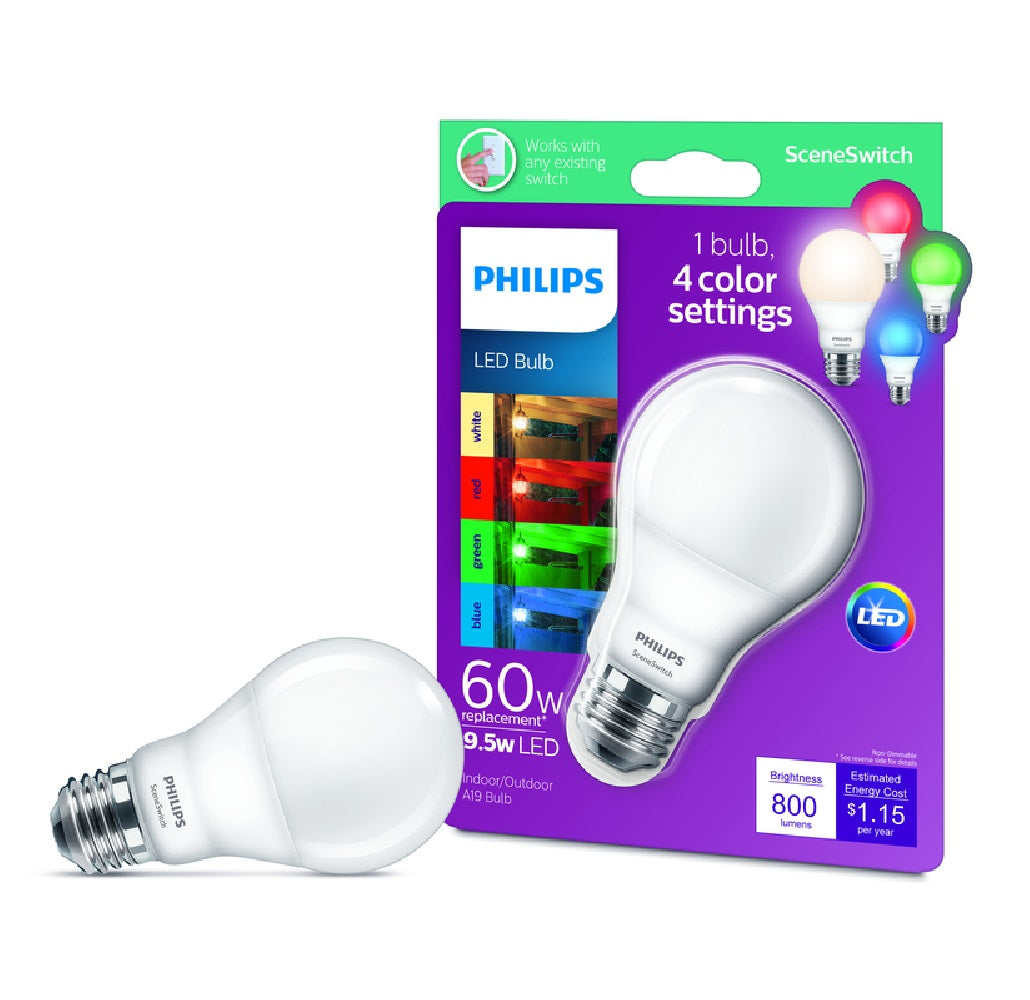 Philips 542803 SceneSwitch A19 E26 LED Bulb, Soft White, 9.5 Watts