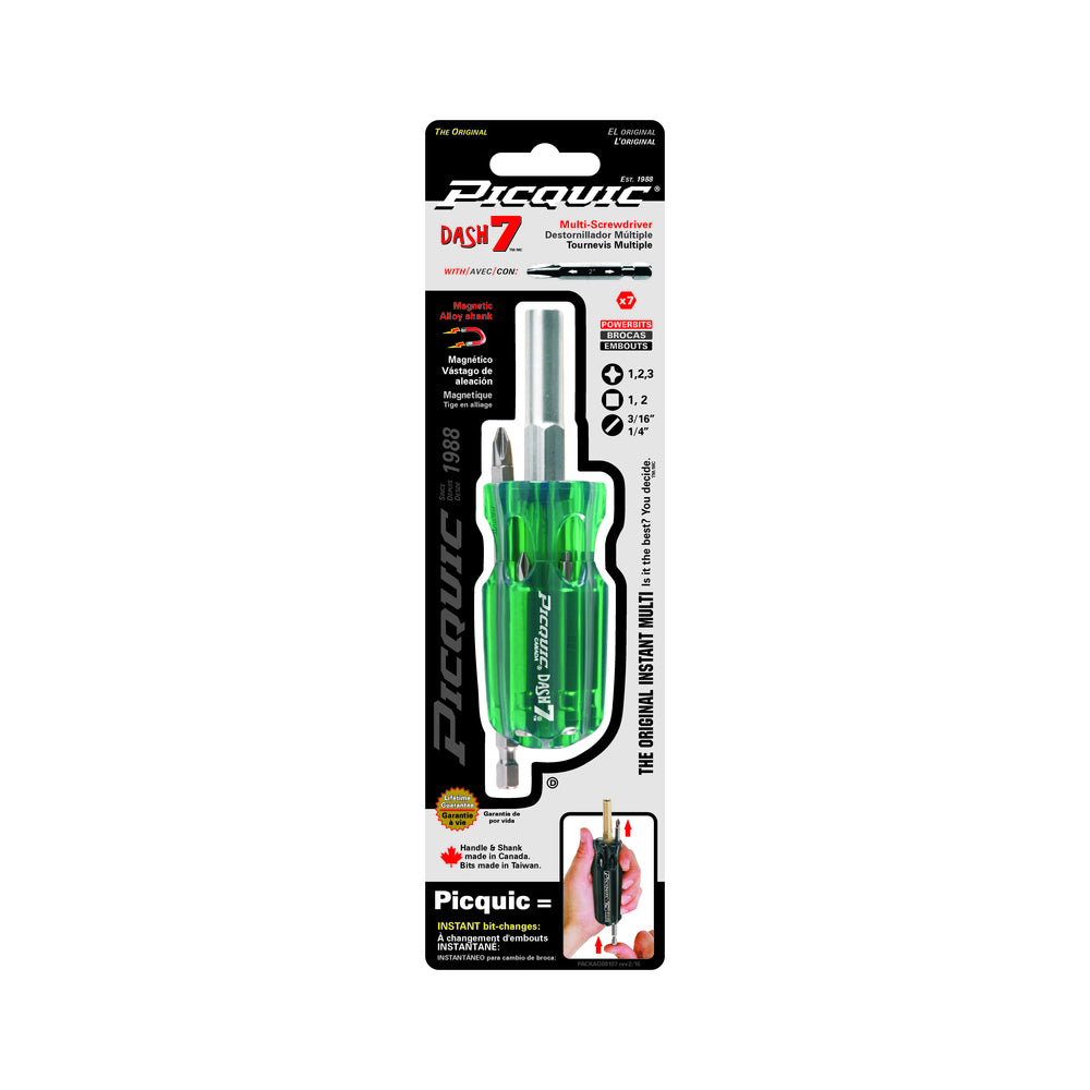 Picquic 8107 Dash 7 Compact Multi-Bit Screwdriver, 4-3/4 in