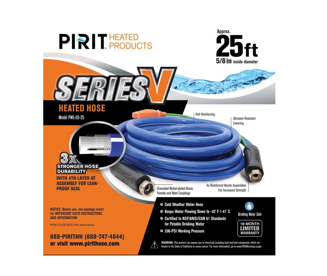 Pirit PWL-05-25 Series V Medium Duty Heated Hose, PVC