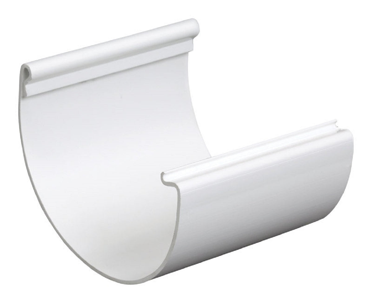 Plastmo P02501 Half Round Gutter Connector, White, 5 inch