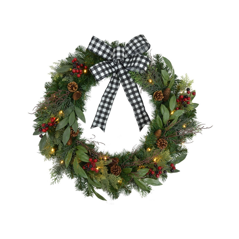 Platinum DBCSWR-30BO-WWA Decorated Christmas Wreath With Bow, 30 Inch